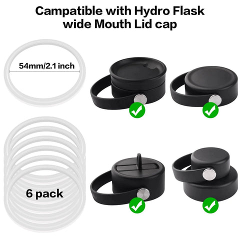 Leak Proof Six Pack Gasket Set For Wide Mouth Hydro Flask Lids Rubber O Ring Seal Replacement Fits Wide Flex Straw Cap