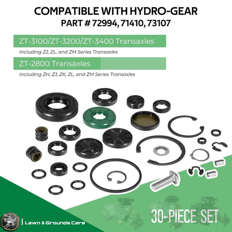 Transaxle Seal Service Kit For ZT-2800 ZT-3100 ZT-3200 ZT-3400 Rebuilds with Charge Pump Gerotor Seals, 30 Piece Set