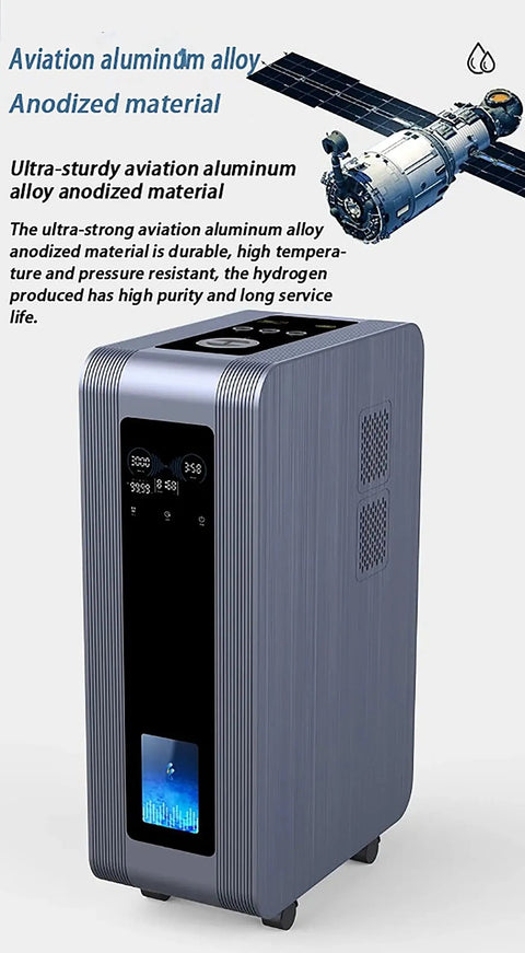 Hydrogen Inhalation System With PEM Water Electrolysis Ionizer Your Go To Hub For 3000 ml Per Minute Total Output Including 2000 ml Per Minute H2 And 1000 ml Per Minute O Three Adjustable Flow Modes 99.992% Pure H2 No Chlorine Or Ozone Single Suction in aviation aluminum alloy body