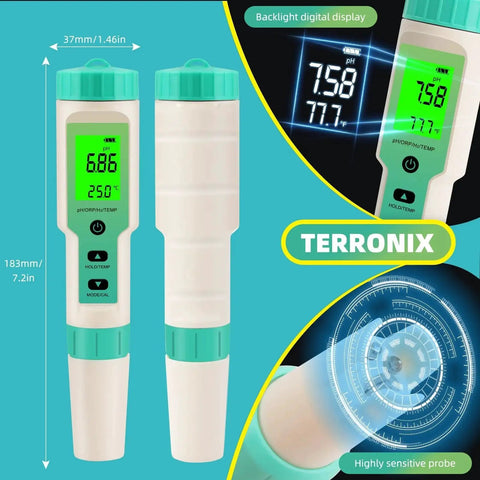 4 In 1 Hydrogen Water Tester With pH ORP H2 And Temperature Meter, digital display, portable size, for drinking water, spa use