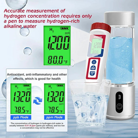 All In One Hydrogen Water Tester Must Have With Digital ORP Meter And 6 In 1 PH TDS EC H2 Temperature Monitor for healthy water readings