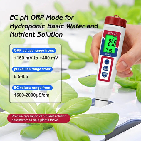 All In One Hydrogen Water Tester Must Have With Digital ORP Meter And 6 In 1 PH TDS EC H2 Temperature Monitor in hydroponic setup