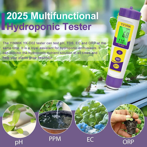 Hydrogen Water Tester With ORP TDS And PH EC Meter Temperature Sensor Handy Six In One Water Quality Monitor in hydroponic setup