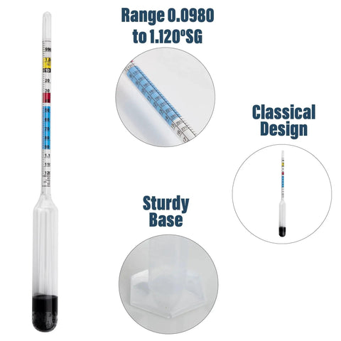 Hydrometer For Wine Making With 100 Mm Alcohol Test Jar Specific Gravity Hydrometer For Wine And Beer Brewing Testing Kit with details