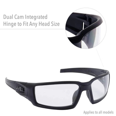 Hypershock Safety Glasses Black Frame Gray Lens HydroShield Anti Fog Coating with dual cam integrated hinge