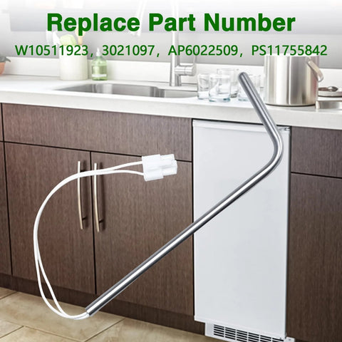 RUHUALIFE ice maker bin temperature sensor with metal probe and white 2-pin connector