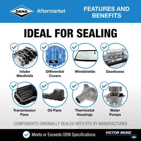 Image showing automotive components ideal for sealing with Reinzosil RTV Silicone Sealant Tube, including gearboxes and oil pans.