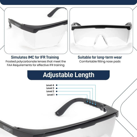IFR Training Foggles With Adjustable Frosted Polycarbonate Lenses For IMC featuring adjustable length and nose pads