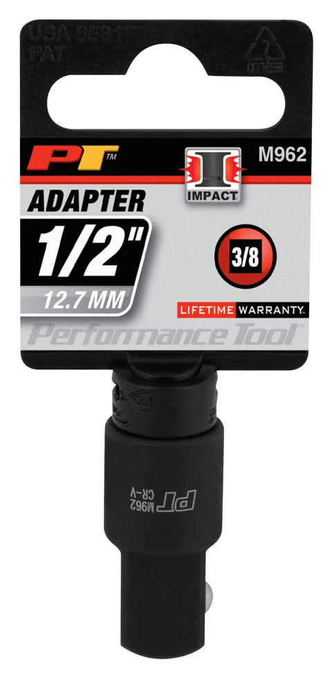 3/8-Inch Female To 1/2-Inch Male Impact Adapter For Tough Jobs, Heavy Duty, Drop Forged Chrome Vanadium Steel, Performance Tool M962.