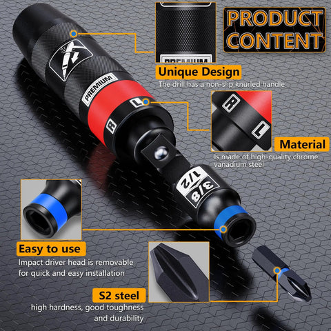 Half Inch Hand Impact Driver Set, 13 Piece Manual Reversible Kit With S2 Steel Bits For Disengaging Rusted Fasteners Or Frozen Bolts, Built Tough With Chrome Vanadium, Your Go To Tool For Heavy Duty Jobs By Aiourx