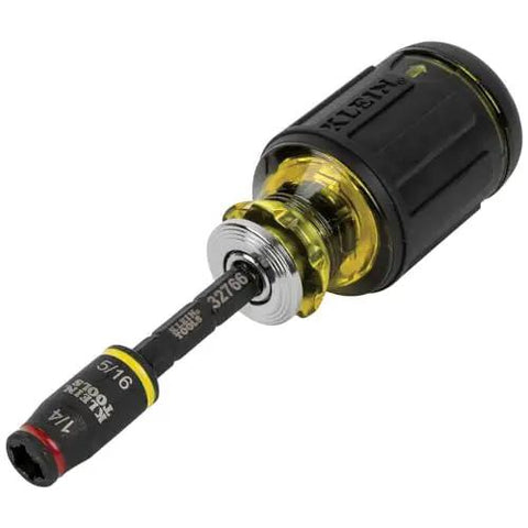 Three In One Flip Socket For Impact Drivers With One Quarter Inch Quick Connect And Five Sixteenth Inch Hex Drivers Deep And Shallow Positions SAE Socket And Bit Holder Rare Earth Magnet Three Inch Length Impact Rated