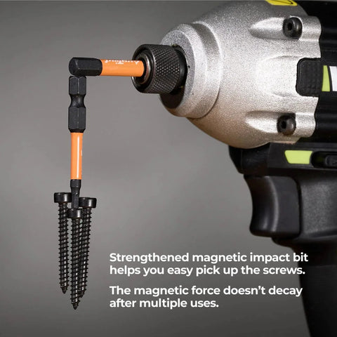 Close-up: 20 Piece Impact Hex Bit Set With Magnetic Tips Quarter Inch Shank S2 Steel CNC Machined Bits In Storage Box in use
