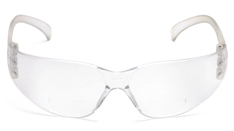 Front view of Indoor Impact Resistant Reading Glasses 2.0 With Anti Glare UV Protection, clear polycarbonate bifocals.