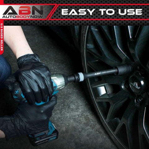 Using 1/2in Drive Impact Socket Set Metric 17-22mm on car lug nut with torque stick extension limiter 90-120 ft/lb