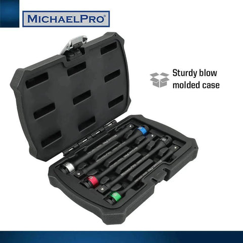5-Piece 1/2'' Impact Torque Limiting Extension Bar Set in blow-molded case, 65 to 140 Ft-Lbs (90 to 190 Nm), Cr-Mo, for lug nut tightening