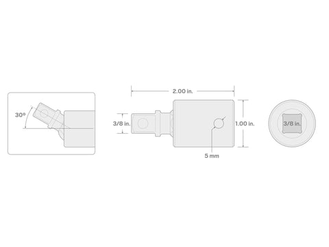 Technical drawing of 3/8 Inch Drive Impact Universal Joint | SIA12102, showing dimensions and side view with 30° pinless tilt.