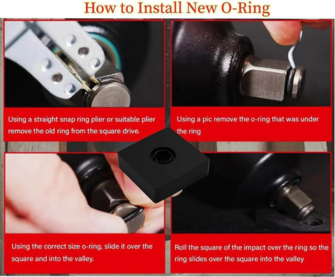 Installation guide for 3/8 Inch Impact Retaining Ring Clip With O-Ring For Cordless Impact Wrench Kit, showcasing tool use.