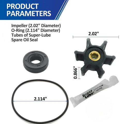 Pro Grade Impeller, O-Ring And Oil Seal Kit For Milwaukee M18 Transfer Pumps Direct Replacement Of 49-16-2771 with parts shown.