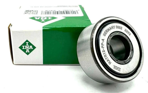 ✝️ INA Germany NATR12 PP Yoke Type Track Roller Bearing 12X32X15 MM with packaging, side view.