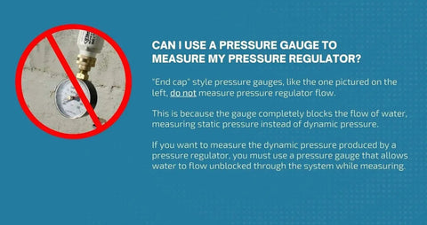 Diagram showing incorrect use of an end cap pressure gauge with text explaining its drawbacks in measuring dynamic pressure.