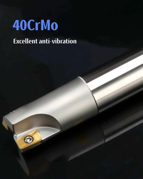 APMT1604PDER DP Indexable Carbide Milling Inserts With End Mill Holder For Steel Cutting, focus on tool tip and shank