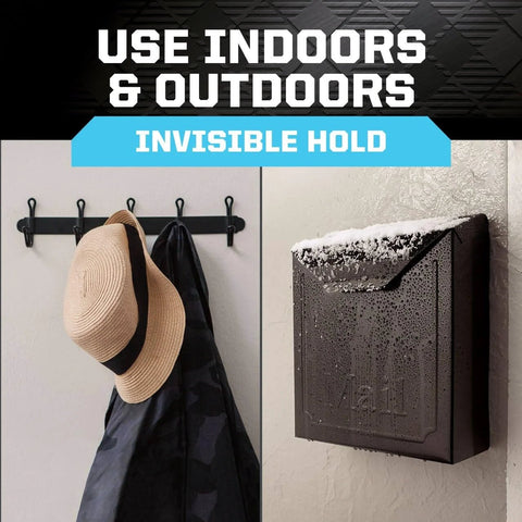 Clear Double Sided Mounting Tape With Ultra Strong 3M Industrial Adhesive, demonstrating invisible hold indoors and outdoors.