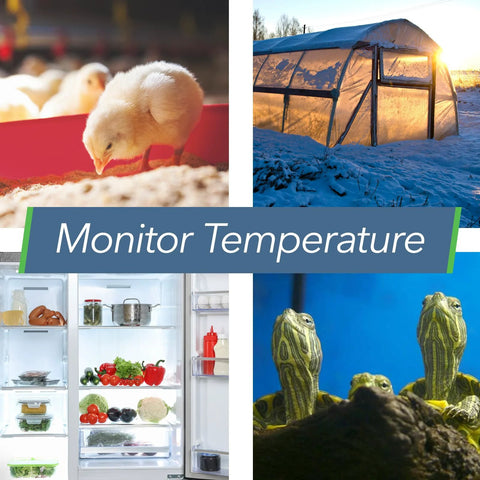 Smart Indoor Outdoor Temperature And Humidity Monitor With App Monitoring And Heat Index For Fridge RV And More No Fuss Setup In Seconds And Real Time Alerts For Temperature Humidity And Battery Status SensorPush showing use in a fridge and greenhouse.