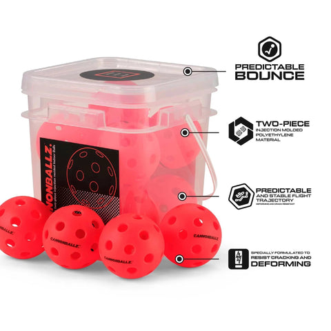 Indoor Pickleball Balls Multi-Pack – 26 Hole Fluorescent Ember Pickleball Balls, USAPA Approved Indoor Pickleballs in a clear container