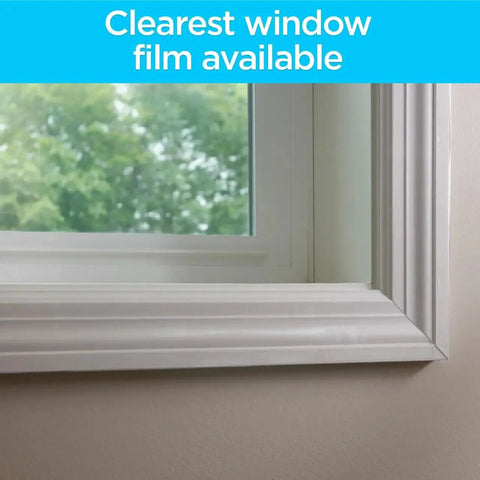 Indoor Window Insulation Kit For Five 3x5 Windows With Heat Shrink Film And Mounting Tape installed on window frame