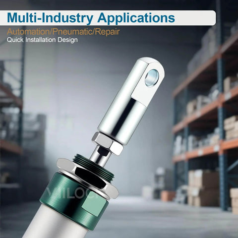 Installed 2pcs Air Cylinder Rod Clevis End, M8x1.25 Female Thread I Type Connector Air Cylinder Accessories I-20 in industrial setting