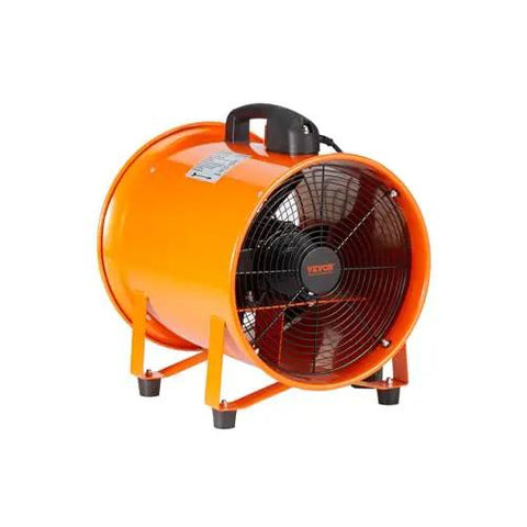Industrial Portable Air Mover Blower Fan 12 Inch VEVOR 3198 CFM 585W durable steel design with visible vents, orange color