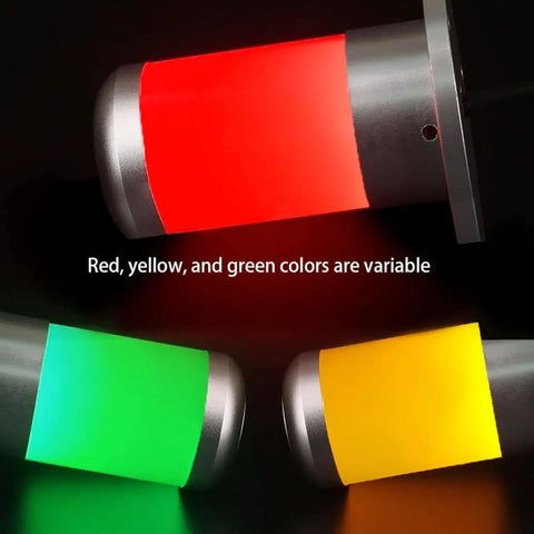 12V And 24V Industrial Alarm Light Three Color Warning Signal Tower with red, yellow, green LEDs and aluminum housing, side view