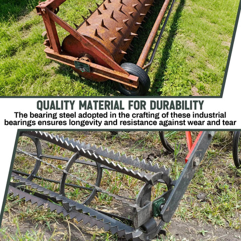 8 Pcs UCF205-16 Pillow Block Bearing with 1" Bore Flange Mounted Pillow Block Ball Bearing in green cast iron housing, shown in use on rugged industrial machinery.