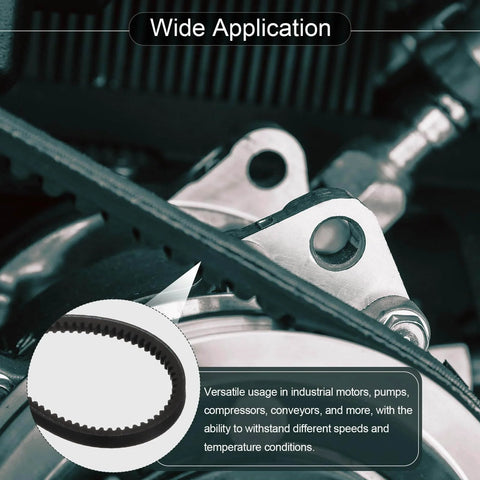 Image of a belt system highlighting wide application in motors, pumps, and conveyors for various industrial uses.