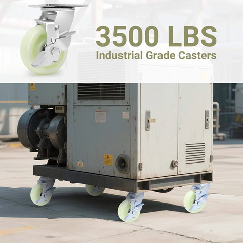 3500 LBS industrial equipment on Heavy Duty Caster Wheels 5 Inch - 3500 LBS, PP Plate Castor Set of 4 with Double Ball Bearings