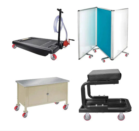 Industrial Heavy Duty Caster Wheels Available In 4 5 6 And 8 Inch Diameters By 2 Inch Width With Polyurethane Construction And 800 To 1500 Lb Capacity Per Wheel Ideal Replacements For Platform Carts Tool Boxes Furniture Pallet Jacks Inventory Carts And on various equipment