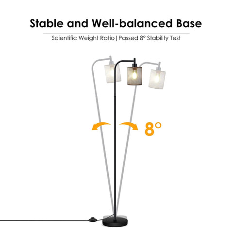 Industrial Floor Lamp With Hanging Iron Mesh Shade And Foot Switch, 6W LED Bulb, All Metal Farmhouse Standing Lamp with stable base