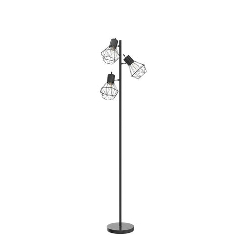 Industrial Floor Lamp With 3 Adjustable Cage Heads And Independent Control Black Standing Lamp For Living Room And Bedroom Rustic Farmhouse Style E26 Sockets Bulbs Not Included