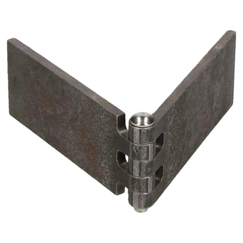 Industrial Steel Butt Hinge, Extra Heavy Duty, 5mm Thick, 270 Degree Opening, Gray, angled view, steel construction
