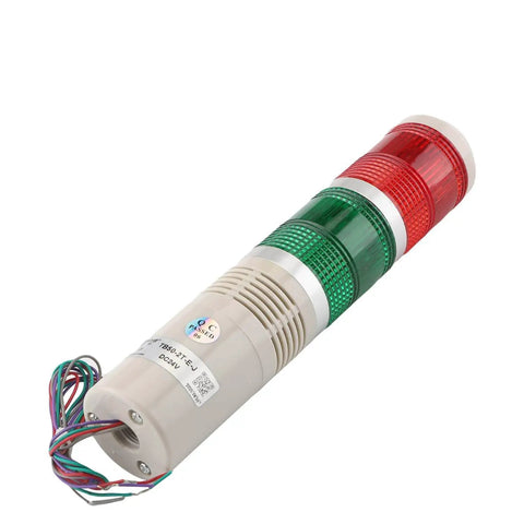 Industrial Signal Light Column LED Alarm Tower Light Indicator With Red And Green LEDs 90dB Audible Warning 24V AC 3W Power TB50-2T-E-J Othmro