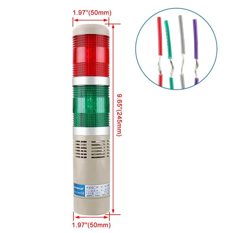 Industrial Signal Light Tower LED Red And Green With Buzzer 110V AC 2W LTA-502TJ Continuous Light Warning Light Indicator for Machinery