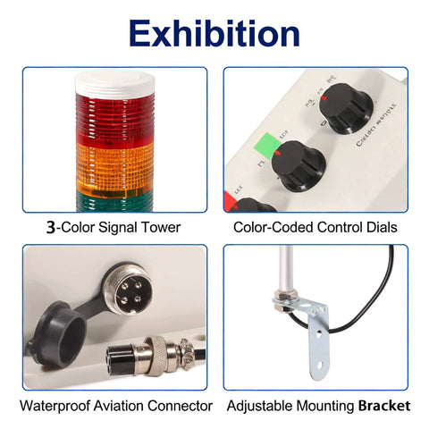 Industrial LED Andon Tower Lights Four Stack Signal Tower With Red Yellow Green LEDs IP65 Plug And Play Factory Ready