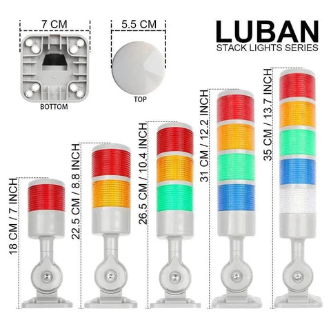 Beefed Up Industrial LED Signal Tower Stack Light With Rotatable Base And Buzzer Three Layer Andon Lights 12V 24V DC
