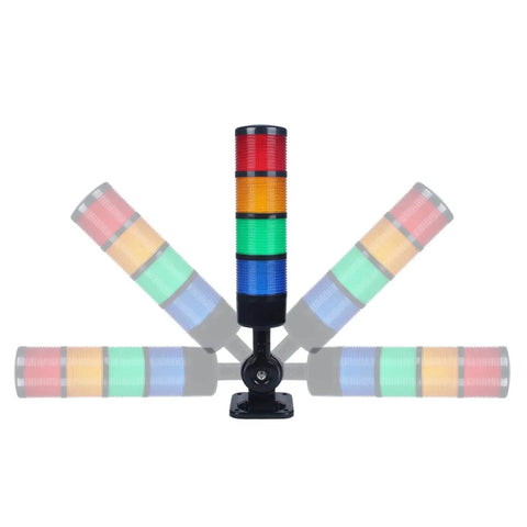 Industrial LED Signal Tower Stack Lights with Rotatable Base 4 Layer Warning LEDs and 90dB Buzzer 110V 220V AC