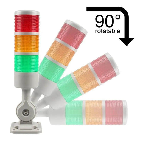 Industrial LED Signal Tower Stack Light With Rotatable Base Andon Style Column Lamp For Clear Warning Alerts 12V 24V DC Switchable
