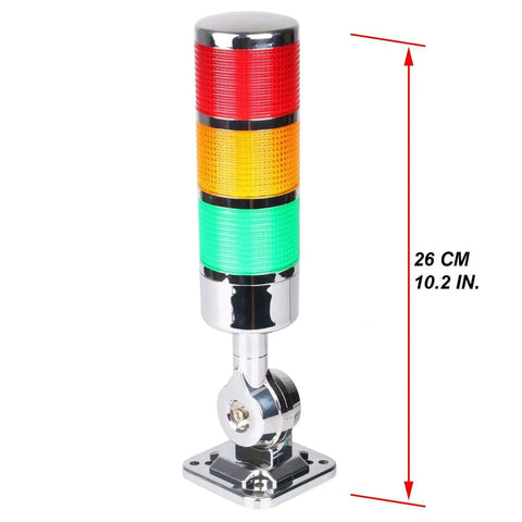 Industrial Grade 110V To 220V LED Stack Tower Light With 3 Layer Andon Beacons, red, yellow, green, 26 cm height, prism cut lampshade