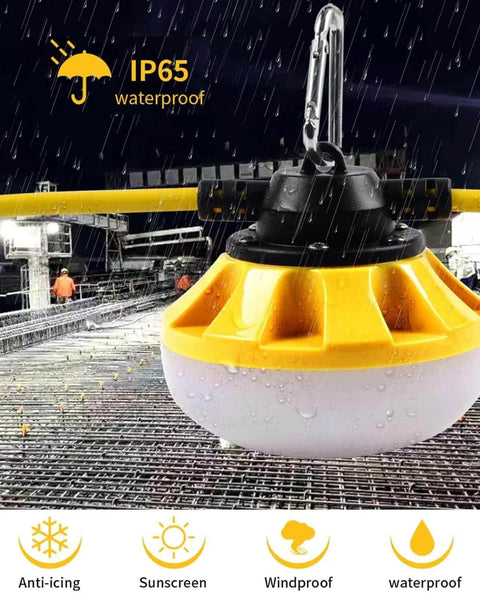 Industrial Grade LED Construction String Lights For Job Sites 100 Ft 10 Bulbs 10000LM Output Weatherproof And Linkable