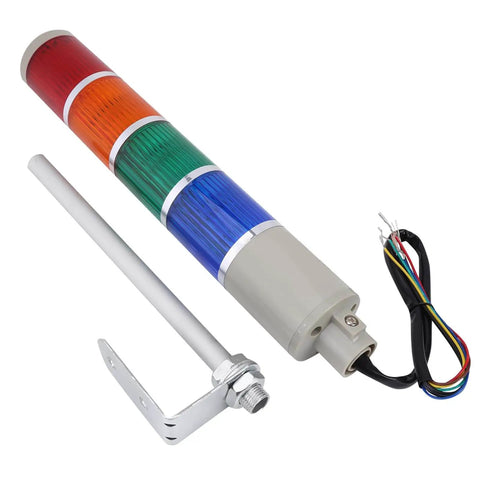 4 Layer LED Tower Light Industrial Warning Signal With Holder Red Green Yellow Blue Indicators For Factory Automation 110V AC 20W