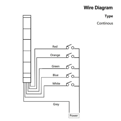 Wire diagram for Industrial Signal Light Column LED Round Tower Indicator Red 24V DC 2W Continuous Illumination Heavy Duty No Fuss