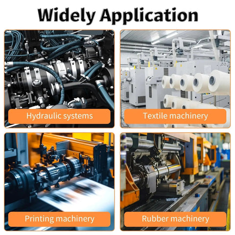 Industrial machinery applications for 10 Pcs Sleeve Bearings Set, including hydraulic, textile, printing, and rubber machinery.